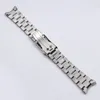 Titta på band 22mm Silver Solid 316L Rostfritt stål Watchband Deployment Clasp Curved End Wrist Armband Stock Rand 230803