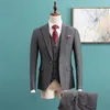 Erkekler Takım Stripes Moda İş Elbise Takım İngiliz Tarzı Erkekler 3 Parça Damat Düğün Smokin Sigara Homme Mariage