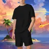 Tute da uomo T-shirt in cotone da uomo Set tinta unita Palestra 2 pezzi Camicia Pantaloncini Tuta Tuta sportiva estiva oversize Moda