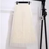 Skirts Fashion Women's Loose Mid-length Skirt Spring And Summer Gentle Bow Beaded Mesh Casual Elegant A-line Pleated Women