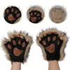 Gants sans doigts Q1FA 1 Paire Puffy Paw Demi Doigt Mitaines Anime Lolita Gothique Furry Accessoire pour Animal Roleplay Longue Fourrure Wolf Paws 230804