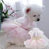 Chien Vêtements Belle Robe À Lacets Bowknot Décor Cosplay Respirant Mignon Maille Fil Ourlet Pet Princesse Tulle