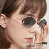 2024 New High Quality luxury designer sunglasses New F-Home Net Red Same Cat Eye Metal FE4078S Personalized Frameless Sunglasses