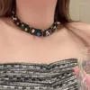 Choker Fashion Multicolor Gemstone Halsband för kvinnor Y2K Leather Star ClaVicle Chain Halsband Punk Hiphop Party Jewelry