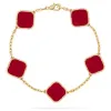 Catena classica di moda 4 / Braccialetti di trifoglio a quattro foglie Bracciale in acciaio inossidabile madreperla placcato 18 carati per regalo di gioielli da donna