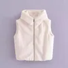 Women's Vests Sigutan Women Fashion Faux Fur Waistcoat Luxurious Style Chic Lady Leather Sleeveless Hooded Vest Woman Jacket