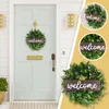 Fleurs décoratives signe porte bienvenue guirlande Simulation décoration pendentif en bois vert décor à la maison Arrangements