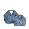 Sacs de soirée de haute qualité Denim bleu tissé évidé sac Uxury Designer Vintage femmes sac à main mode tissage sac fourre-tout sac à main femme J230804