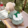 Vestuário para cães primavera verão chiffon xadrez empregada saia avental roupas para animais de estimação gato e roupas ursinho de pelúcia grupo de abóbora vestido de cachorro menina