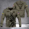 Men's Hoodies Custom Name USA Stands With Ukraine 3D Printed Hoodie Veterans Zipper Flag Camouflage Casual Sweatshirt