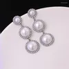 Dangle Earrings 2023 Vintage Pearl Drop Earring For Women Ancient Sliver Color Long Pendant Statement Ear Jewelry Exquisite Gift