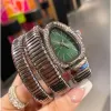 2023 Kvinnor Titta på rörelse Snake Watches Diamond Bezel Sier Rose Gold rostfritt stål Kvinnliga dame armbandsur grossist