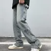 Männer Jeans Gewaschen Und Alte Gerade Zipper Split Denim Mop 2024 Für Männer Abnehmen Hosen