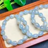 Strand Naturel Bleu Onyx Oeuf Forme Bracelet Bijoux Réglable Chaîne Quartz Cristal Pierre Bracelet Pour Les Femmes Cadeau 1 pcs 10x13mm