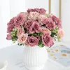 Fleurs décoratives 5 têtes angulaire Rose artificielle pour arc de mariage fournitures pour la maison fête de noël décoration accessoire Scrapbook