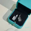 2023 Långa diamantörhängen 14K Vitt guldpläterat Sterling Silver 4-Pong Diamond Earrings Kvinnorörhängen