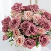 Fleurs décoratives 5 têtes angulaire Rose artificielle pour arc de mariage fournitures pour la maison fête de noël décoration accessoire Scrapbook