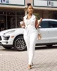 Kadınlar İki Parçalı Pantolon Kadın Yüksek Bel Kalem Takım Düz Renk Blazer Yelek Beyaz Set Kolsuz Ofis Elastik