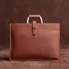 Briefcases Shoulder Working For Vintage Leather Bag Luxury Designer 2023 Men Bags Genuine Tote Briefcase Men's Male Handbags Style Slim