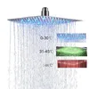 Bathroom s Luxury LED Rainfall Stainless Steel Square Color Changing Lights Water Generates R230804