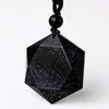 Pendentif Colliers Pierre Naturelle Obsidienne Noire Six Étoiles Collier Hommes Grès Chanceux Amour Cristal Pendule Énergie Bijoux Pour Femmes