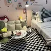 Teppiche Farbe Schachbrett Plaid Teppich Marokkanischer Wohnzimmer Schlafzimmer Teppich Rutschfeste Eingangstürmatten Haushalt Nachttischvorleger Erkerfenstermatte 230803