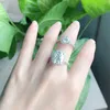 Bröllopsringar Följ Cloud 1CT Heart Cut Diamond Halo 925 Sterling Silver Platinum Plated Band Promise Ring for Women 230804