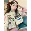 Women's Jackets Motorcycle pink jacket women American retro couple detachable cycling baseball jackets y2k tops clothes harajuku clothes 230803