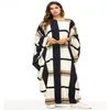Casual Bat Sleeve Maxi Dress Imprimer Plaid Musulman Abaya Kimono Robe Longue Robes Jubah Ramadan Moyen-Orient Prière Islamique Clothing188i