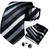 Bow Ties 2023 Designer Striped Silk Classic for Men Wedding Accessories Gift Neck Tie Set Pocket Square Cufflinks