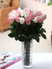 Flores decorativas 11 pçs rosa artificial toque real buquê de casamento flor real para decoração de festa em casa