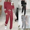 Pantaloni a due pezzi da donna 2023 Sportswear Casual Primavera Tuta da donna Pezzi Set Collare alla coreana Felpa Pantaloni da jogging Tuta da corsa