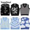 Women's Vests Japan Style Cute Women Sweater Vest Printed Sleeveless Loose Outerwear Knitted Waistcoat Vintage Y2K Autumn Pullovers Tops 230803