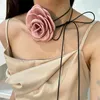 Gargantilha Exagerada Elegante Flor Grande Clavícula Corrente Colar Para Mulheres Kpop Sexy Romântico Ajustável Corda Y2K Acessórios