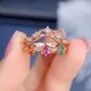 Cluster Rings MeiBaPJ Natural Tourmaline Gemstone Fashion Colorful Stone Two For Women Real 925 Sterling Silver Charm Fine Jewelry