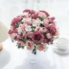 Flores decorativas grande rosa de seda artificial para guirlanda de natal arranjo floral para casamento adereços decoração de alta qualidade