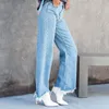 Dżinsowe dżinsy Summer Women Cargo Spodnie wysokiej talii swobodny krawędź modyfikowana noga szeroka koreańska odzież uliczna