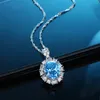 Avrupa ve Amerikan Retro Aquamarine Kolye Kolye Tam Elmaslar Kadın Orijinal Tasarım S925 STERLING Silver Lady Jewelry