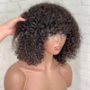 Perruques synthétiques brésiliennes crépues bouclées cheveux humains avec frange courte Remy pleine Machine faite pour les femmes noires sans colle 230803