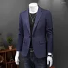 Garnitury męskie wiosenne modne marka paski Blazers Men Casual Suit Wzór Koreańską wersję Blue Male Slim