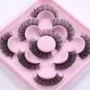 Multilayer Thick DD Curl 5 Par False Eyelashes Set Naturligt mjuka livliga handgjorda återanvändbara krullade falska fransförlängningar Ryska lockiga ögonfransar