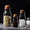 Bottiglie di stoccaggio Barattoli di vetro Lattina trasparente Tappo di sughero Bottiglia Contenitori sigillati Serbatoio di tè e caffè