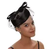 Breda randen hattar hink elegant kentucky hatt fascinator för kvinnor tea party fågelbur slöja satin derby pillbox 230804