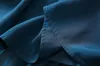 Automne bleu couleur unie ruban cravate robe à nœud à manches longues col rond plissé Midi robes décontractées A3Q191340 grande taille XXL