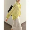 Женские блузки тонкие солнцезащитные рубашки с лиокелкой рубашки повседневные женщины 2023 весна желтые летние поло