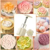 Mode Accessories Polymer Clay Embossing Mold Set Cherry Blossom Rabbit Pattern 3D Spring Press Mold Handmade Mooncake Making Model Pottery Tools 230803