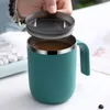 Koppar tefat mode enkel rostfritt stål kopp mugg kaffemjölk med lock isolerat stora kapacitet container kök tillbehör