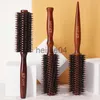 Hair Brushes Profession Hair Comb Natural Boar Bristle Rolling Brush Round Barrel Blowing Curling DIY Hairdressing Styling Tool x0804