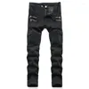 Men's Jeans Bicycle Quick Delivery High Quality Punk Style Zipper Decoration Straight Fit Fashion Blue Designer Bike