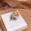 Cluster Ringen Luxe Topaz Bloem Ovale Diamanten Paar Ring Voor Vrouwen Geometrische Zirkoon Valentijnsdag Gift Sieraden